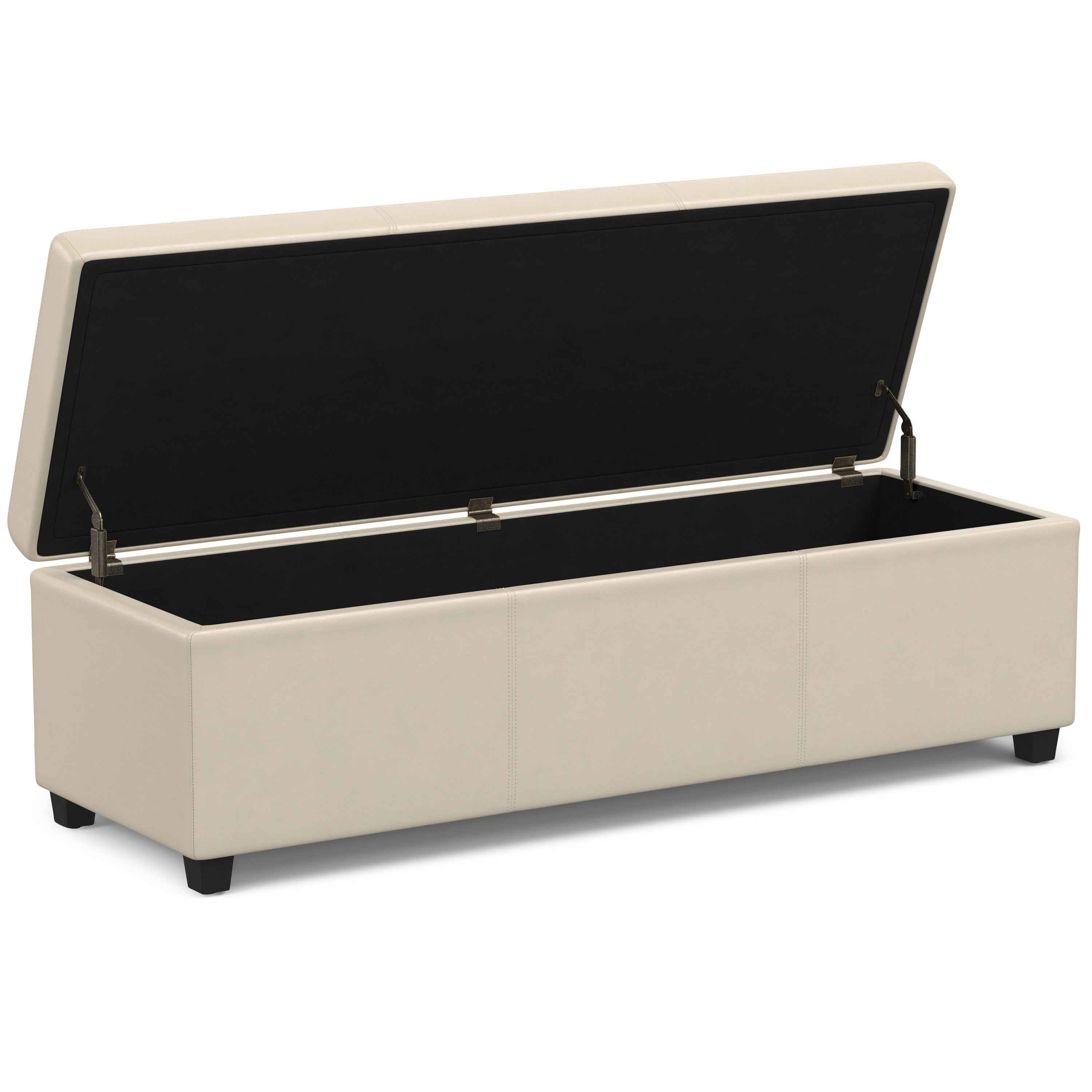 54" Dark Brown and Cream Upholstery Storage Ottoman
