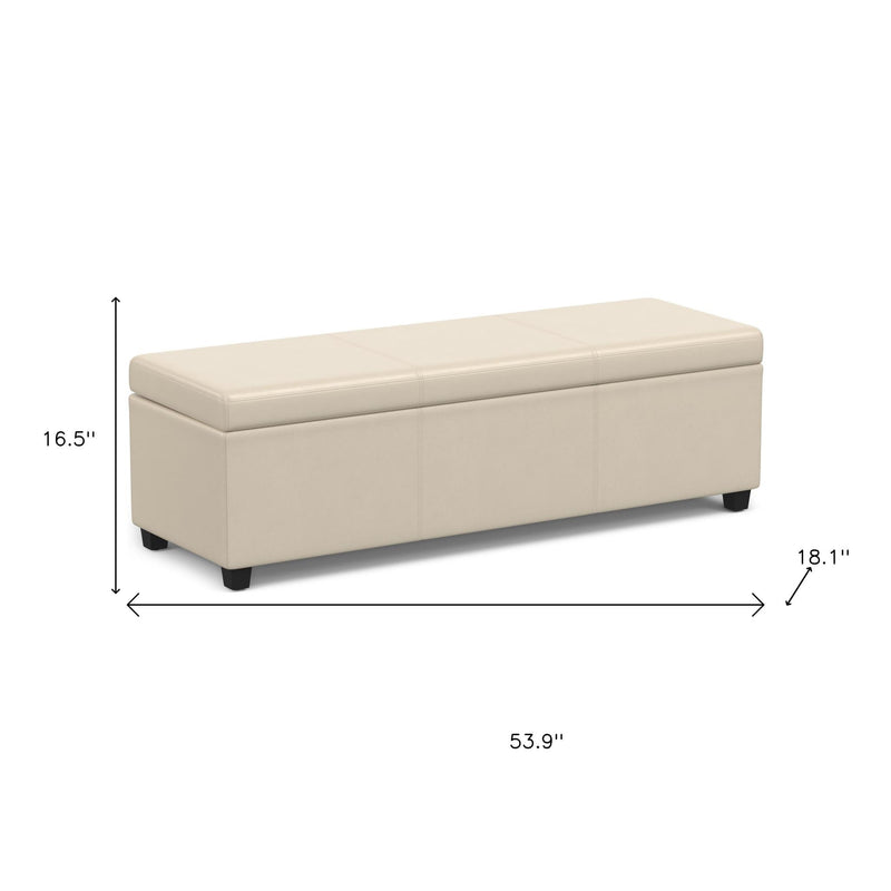 54" Dark Brown and Cream Upholstery Storage Ottoman - GreatEagleInc