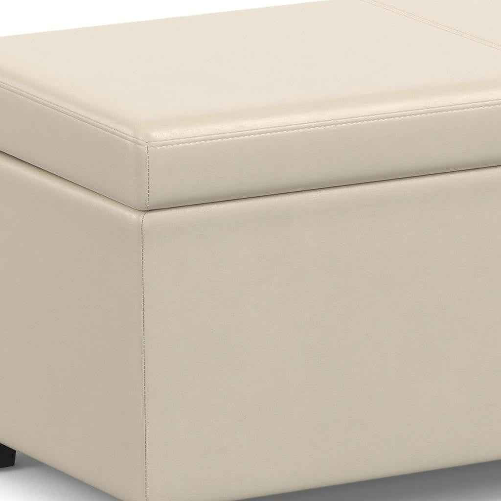 54" Dark Brown and Cream Upholstery Storage Ottoman