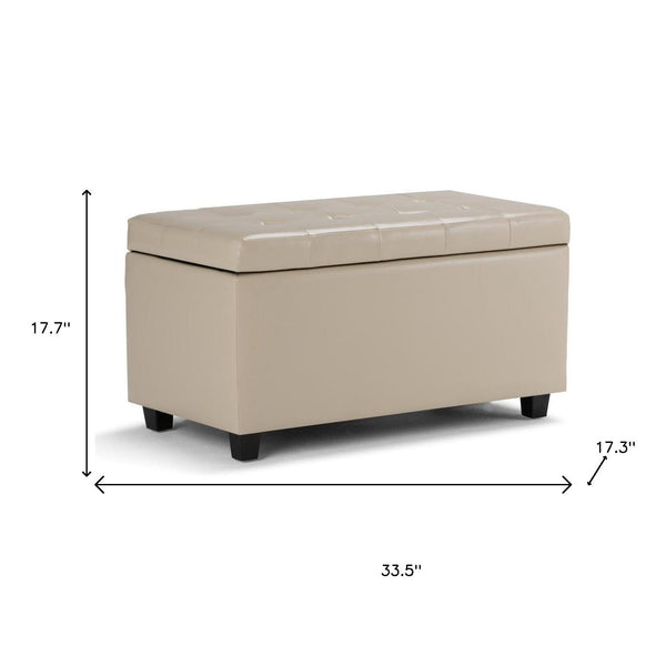 34" Dark Brown and Cream Upholstery Storage Ottoman - GreatEagleInc