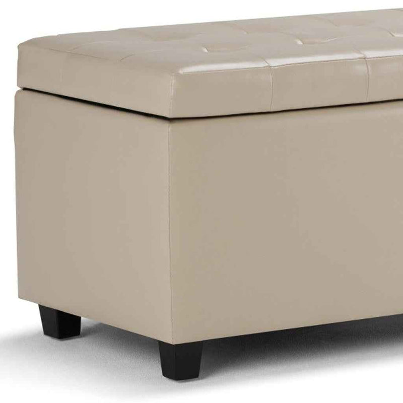 34" Dark Brown and Cream Upholstery Storage Ottoman