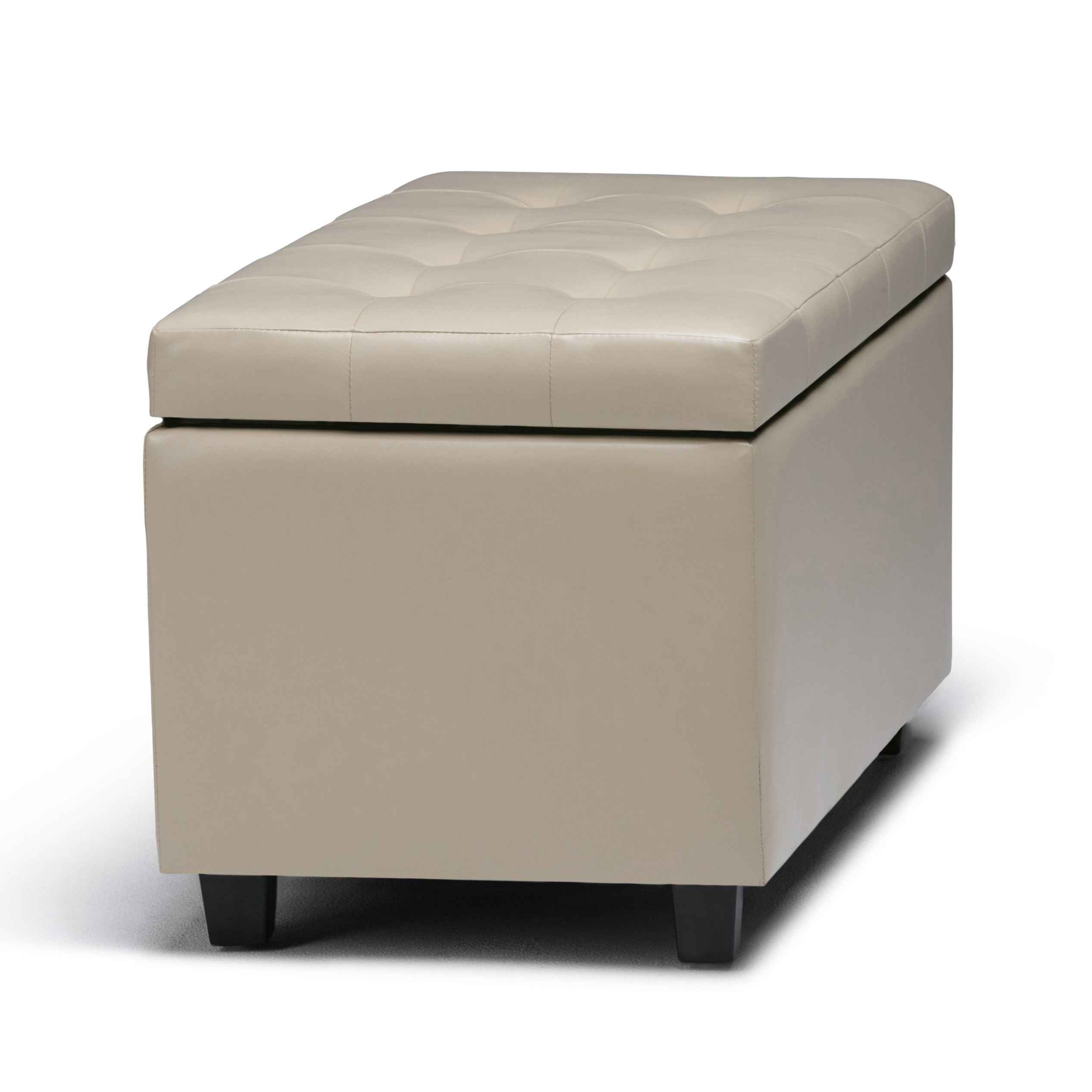 34" Dark Brown and Cream Upholstery Storage Ottoman
