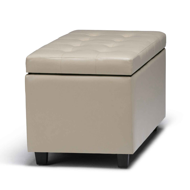 34" Dark Brown and Cream Upholstery Storage Ottoman