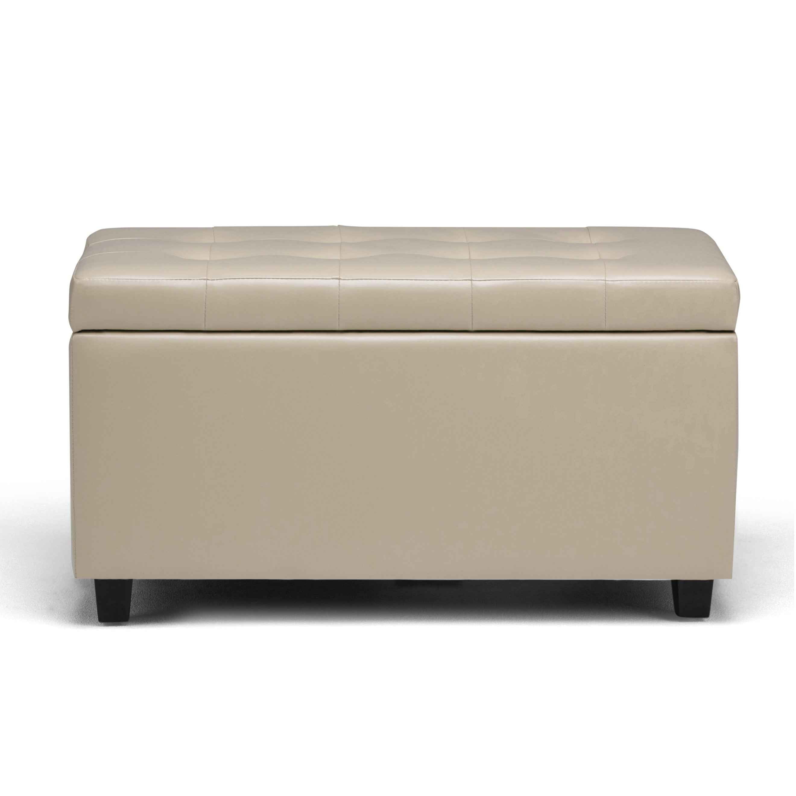 34" Dark Brown and Cream Upholstery Storage Ottoman