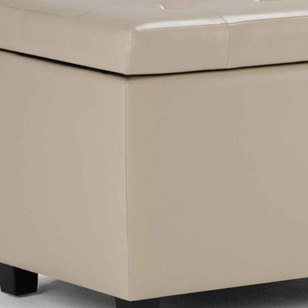 34" Dark Brown and Cream Upholstery Storage Ottoman