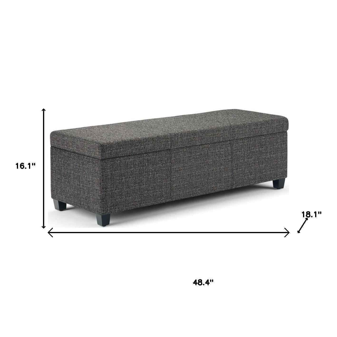 48" Dark Brown and Dark Gray Upholstery Storage Ottoman