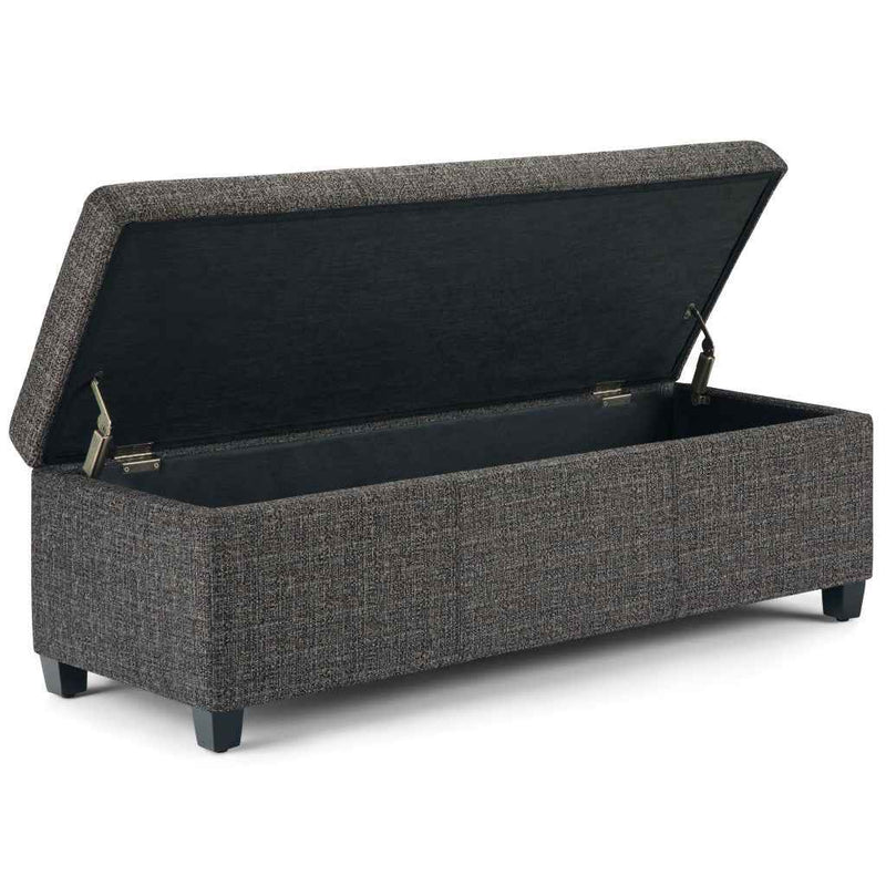 48" Dark Brown and Dark Gray Upholstery Storage Ottoman