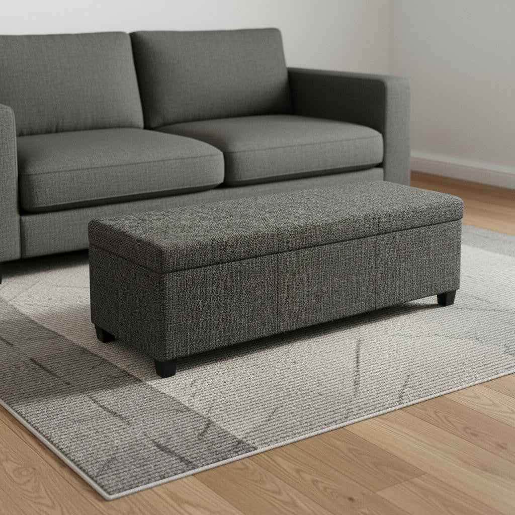 48" Dark Brown and Dark Gray Upholstery Storage Ottoman