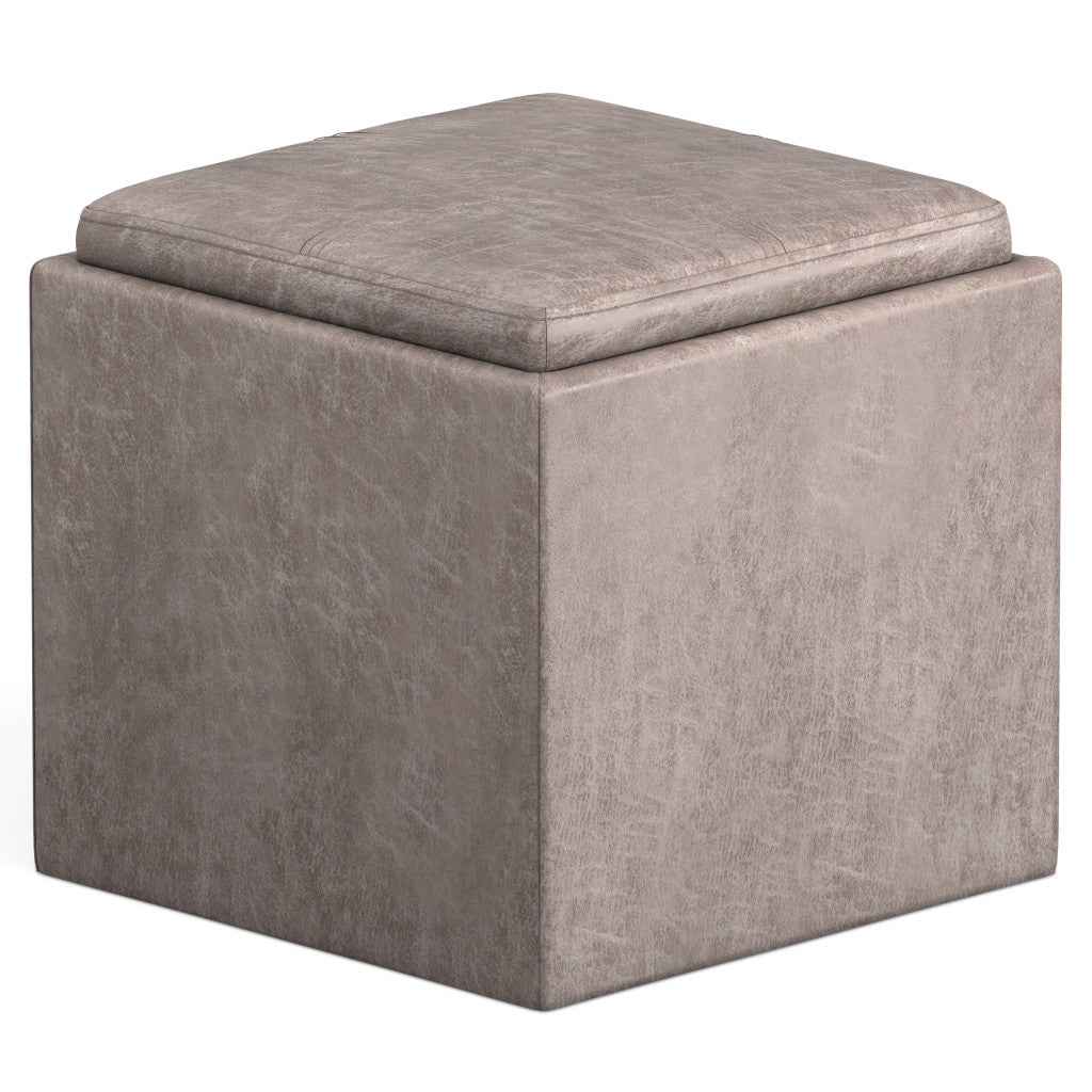 17" Gray Upholstery Storage Ottoman