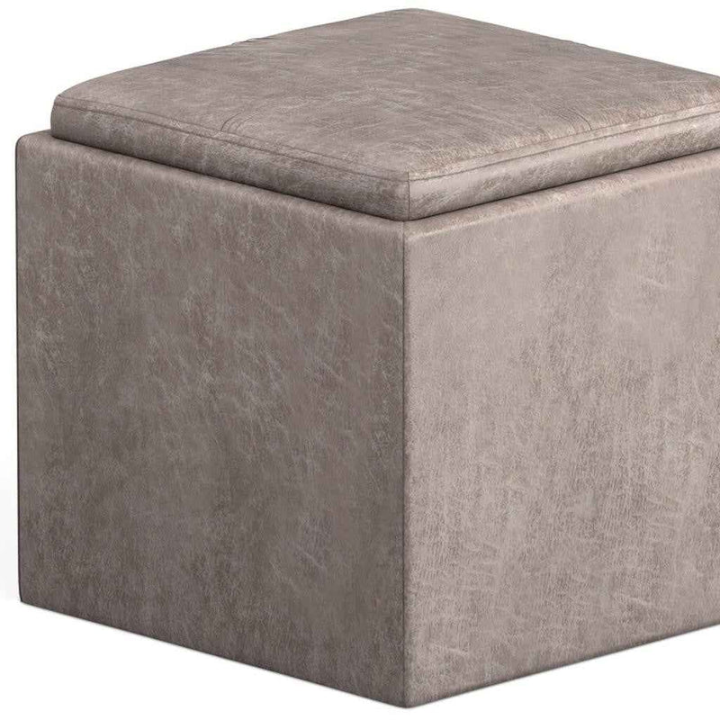 17" Gray Upholstery Storage Ottoman