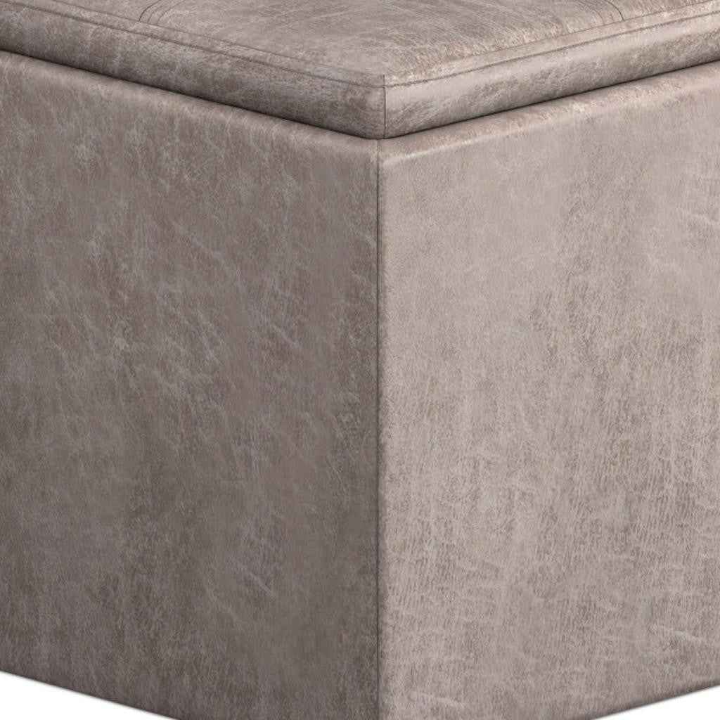 17" Gray Upholstery Storage Ottoman