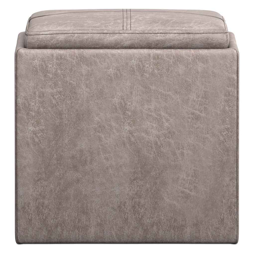 17" Gray Upholstery Storage Ottoman