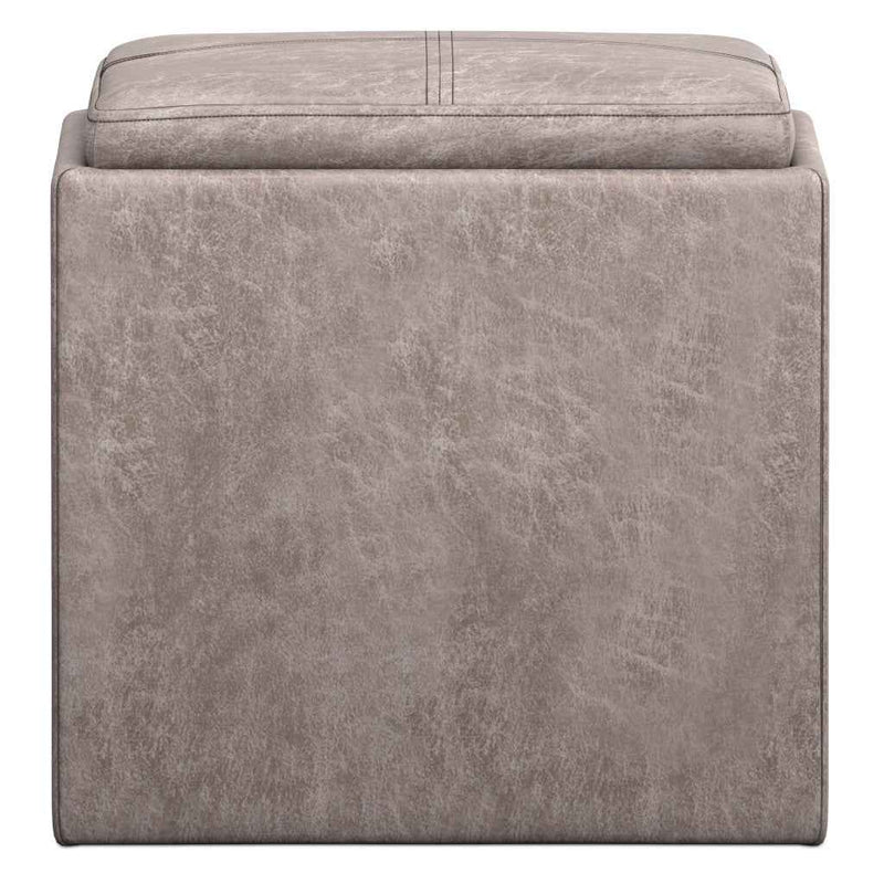 17" Gray Upholstery Storage Ottoman