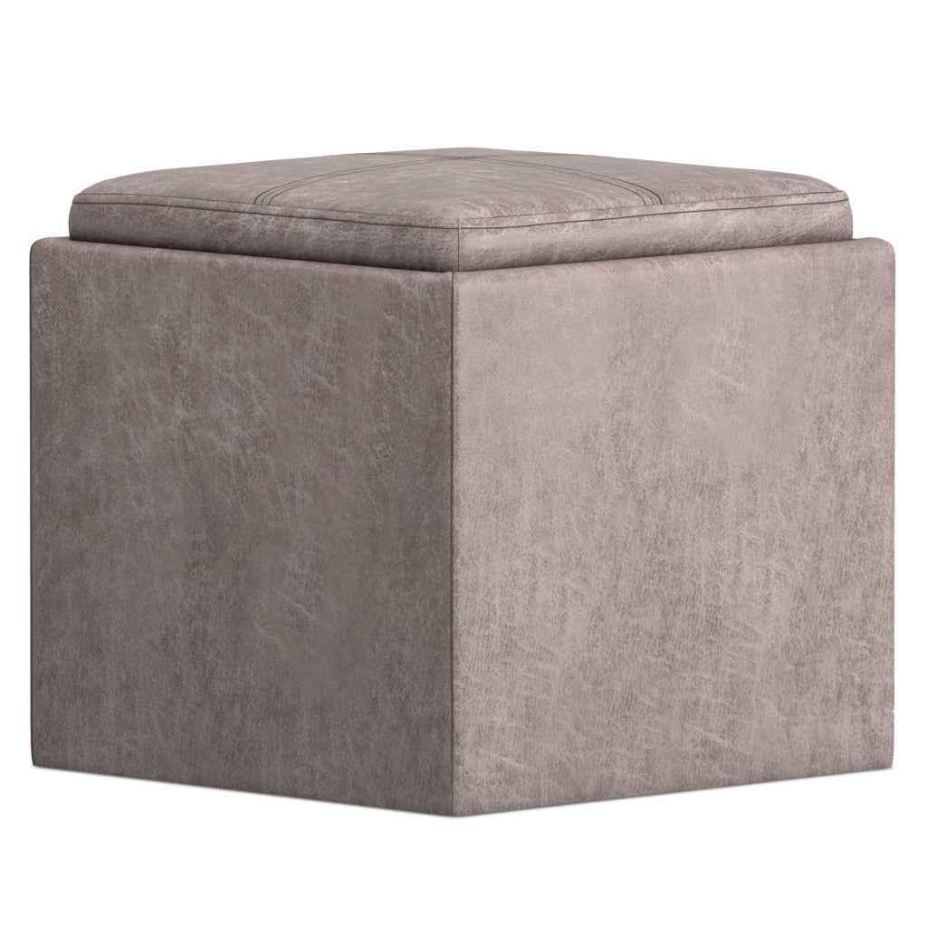17" Gray Upholstery Storage Ottoman