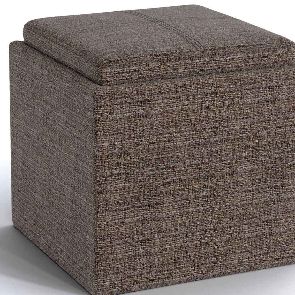 17" Brown Upholstery Storage Ottoman