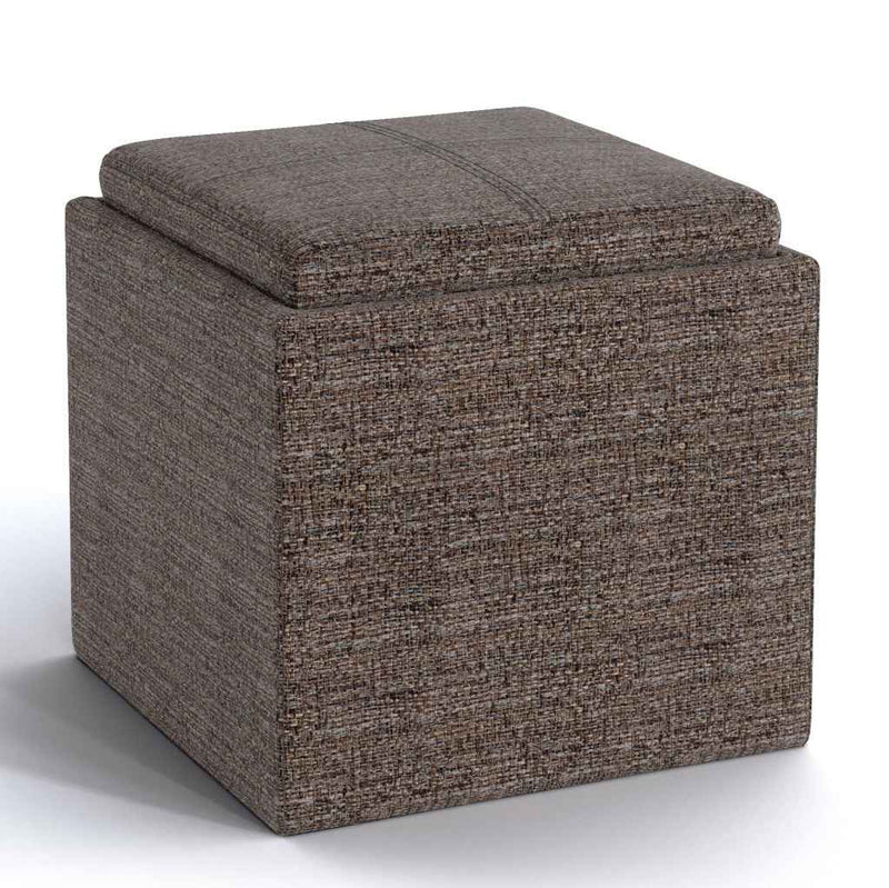 17" Brown Upholstery Storage Ottoman