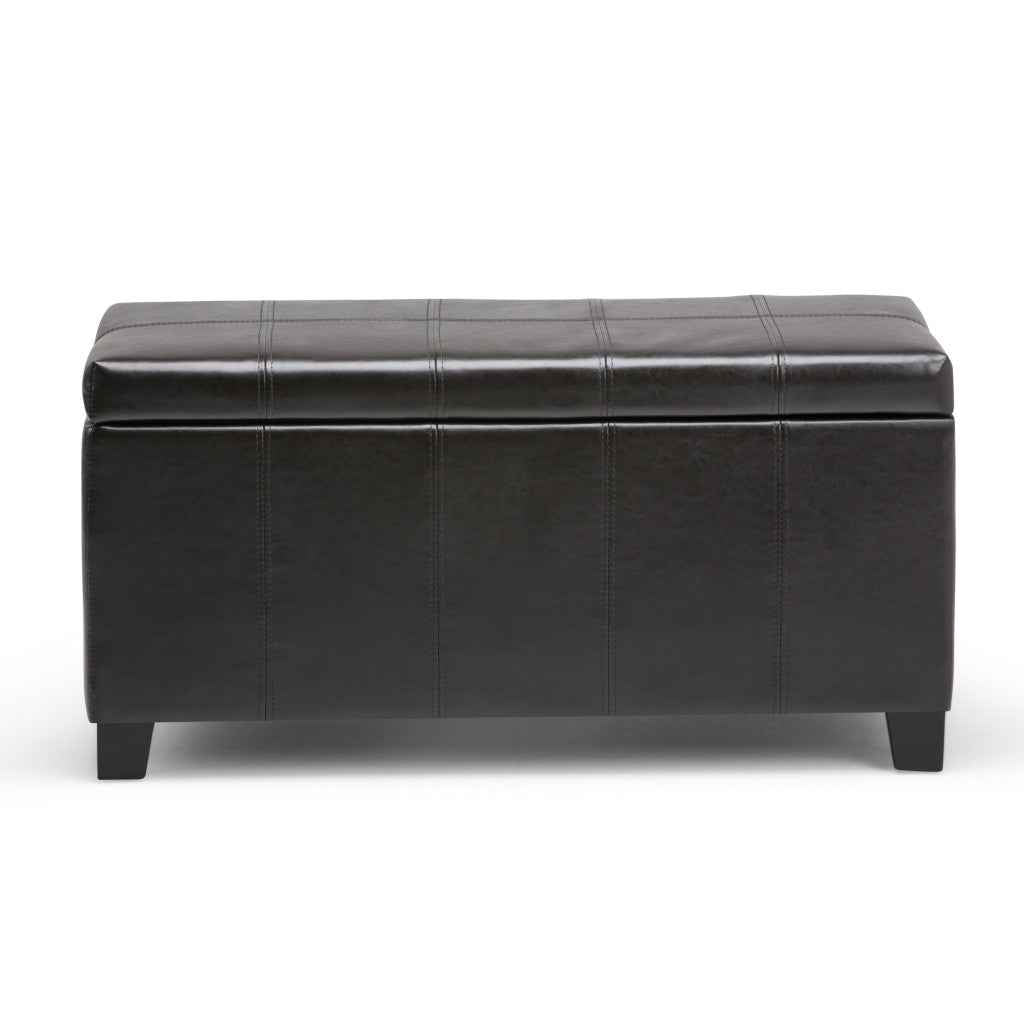 36" Dark Brown and Brown Upholstery Storage Ottoman