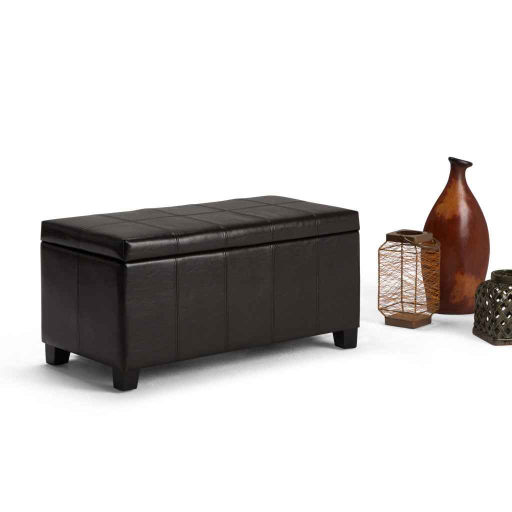 36" Dark Brown and Brown Upholstery Storage Ottoman