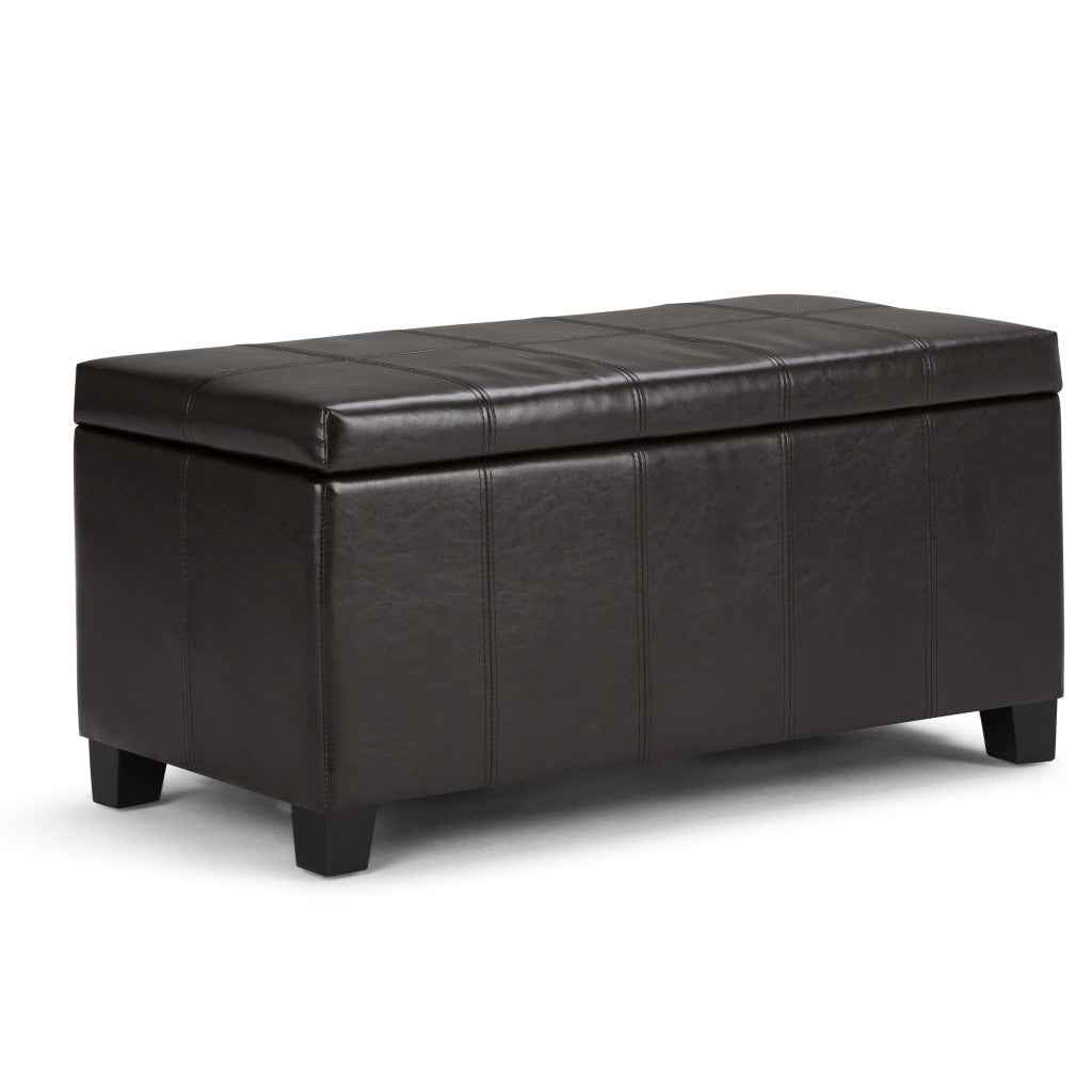 36" Dark Brown and Brown Upholstery Storage Ottoman