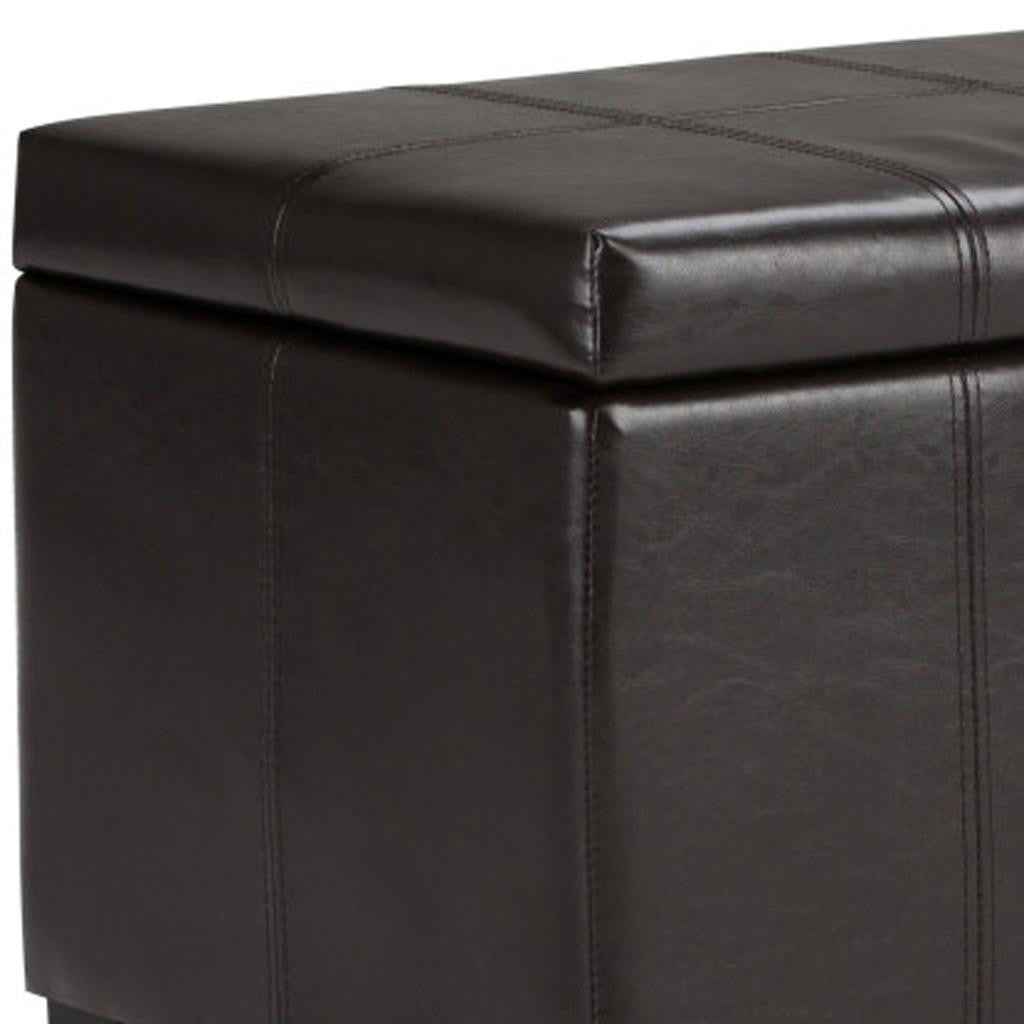 36" Dark Brown and Brown Upholstery Storage Ottoman