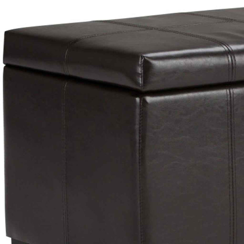36" Dark Brown and Brown Upholstery Storage Ottoman