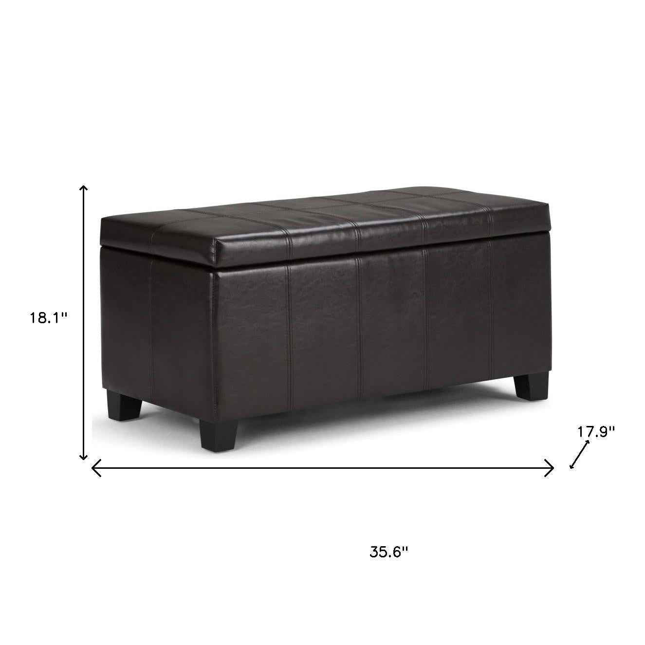 36" Dark Brown and Brown Upholstery Storage Ottoman