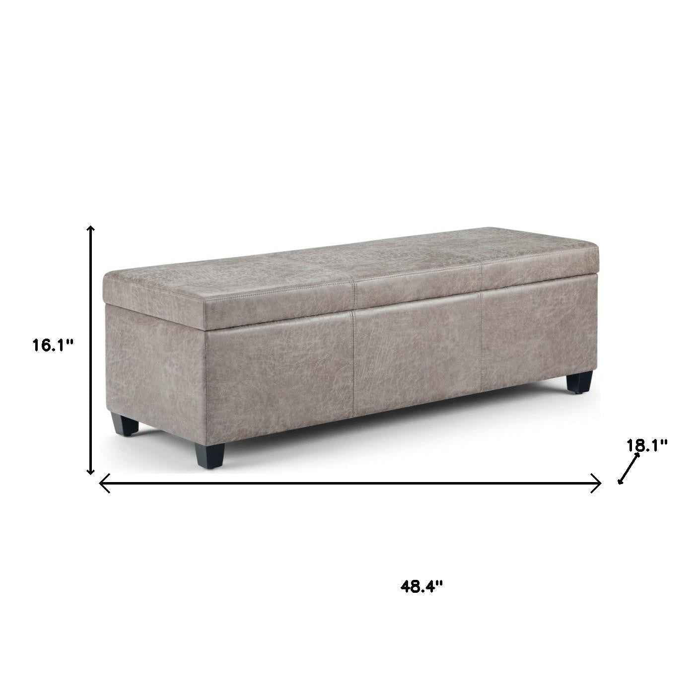 48" Dark Brown and Gray Upholstery Storage Ottoman