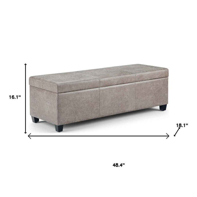 48" Dark Brown and Gray Upholstery Storage Ottoman