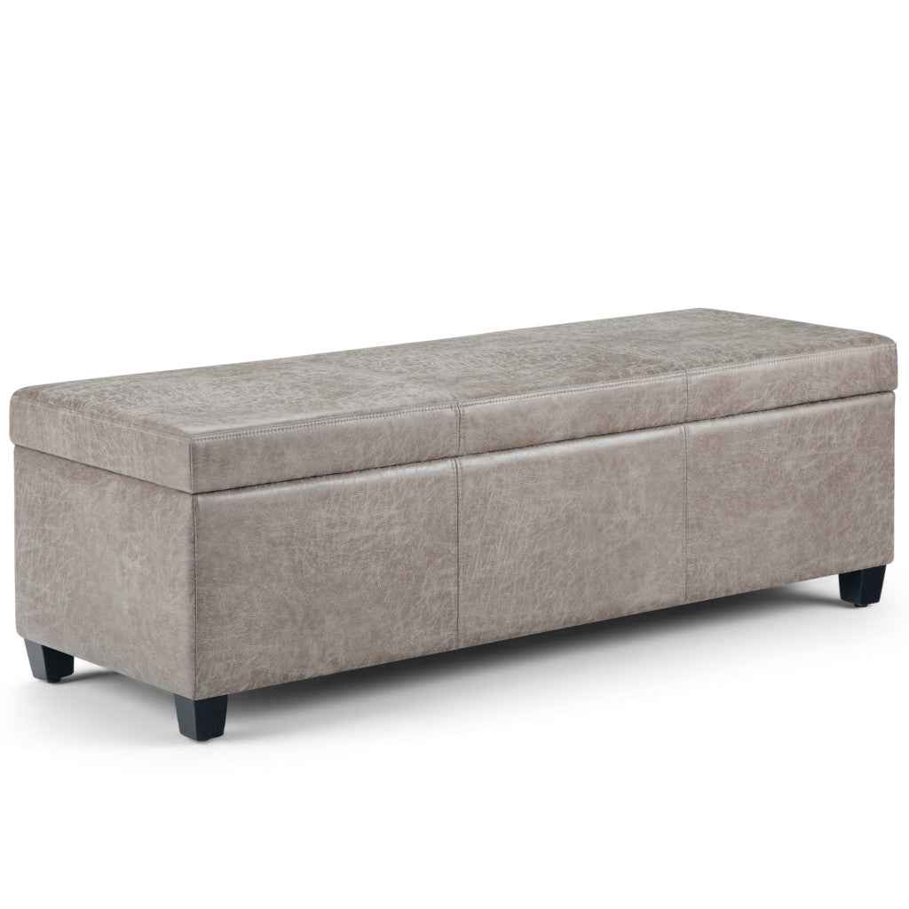 48" Dark Brown and Gray Upholstery Storage Ottoman
