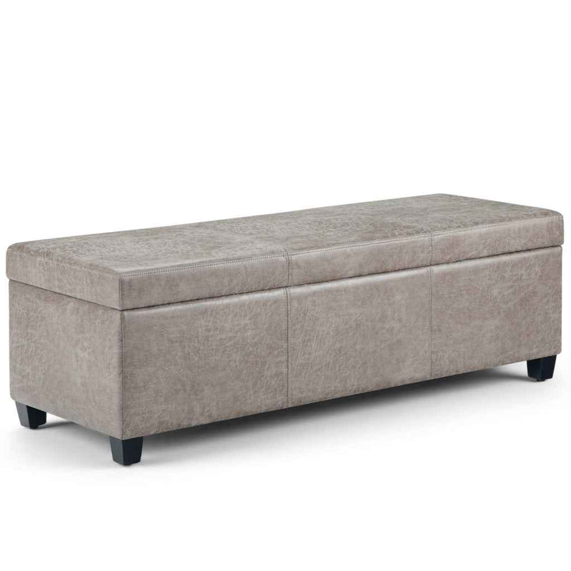 48" Dark Brown and Gray Upholstery Storage Ottoman
