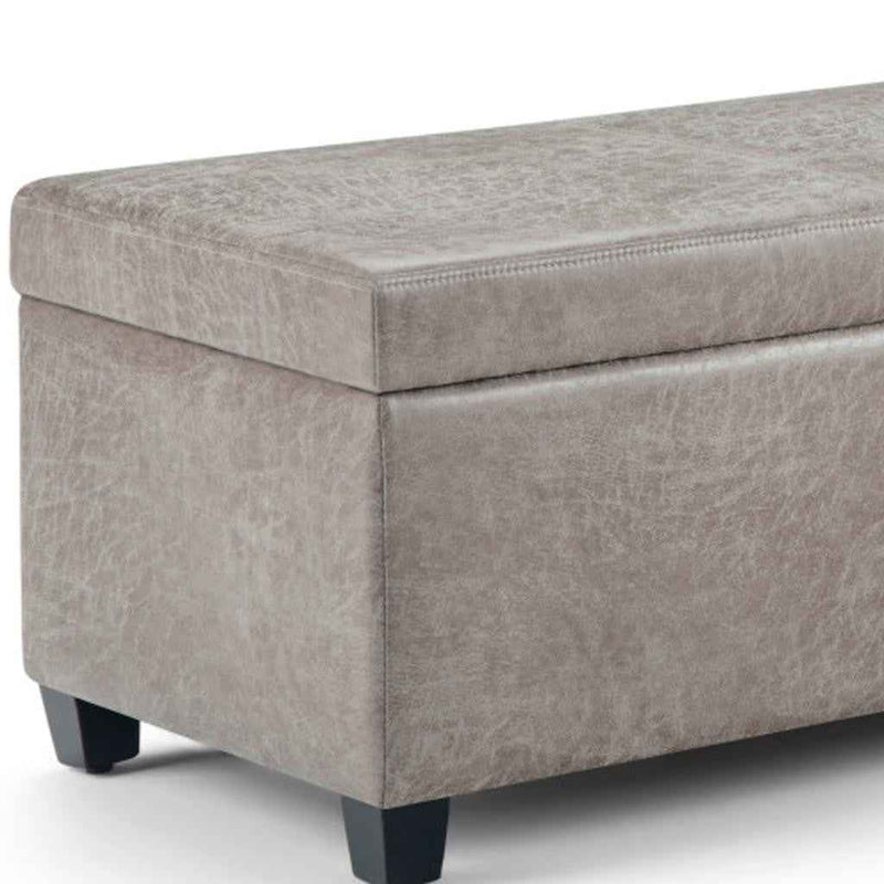 48" Dark Brown and Gray Upholstery Storage Ottoman