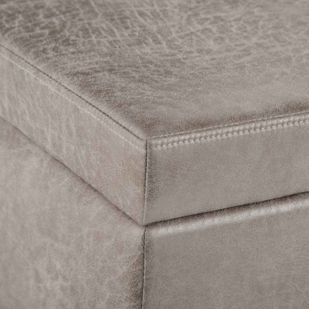 48" Dark Brown and Gray Upholstery Storage Ottoman