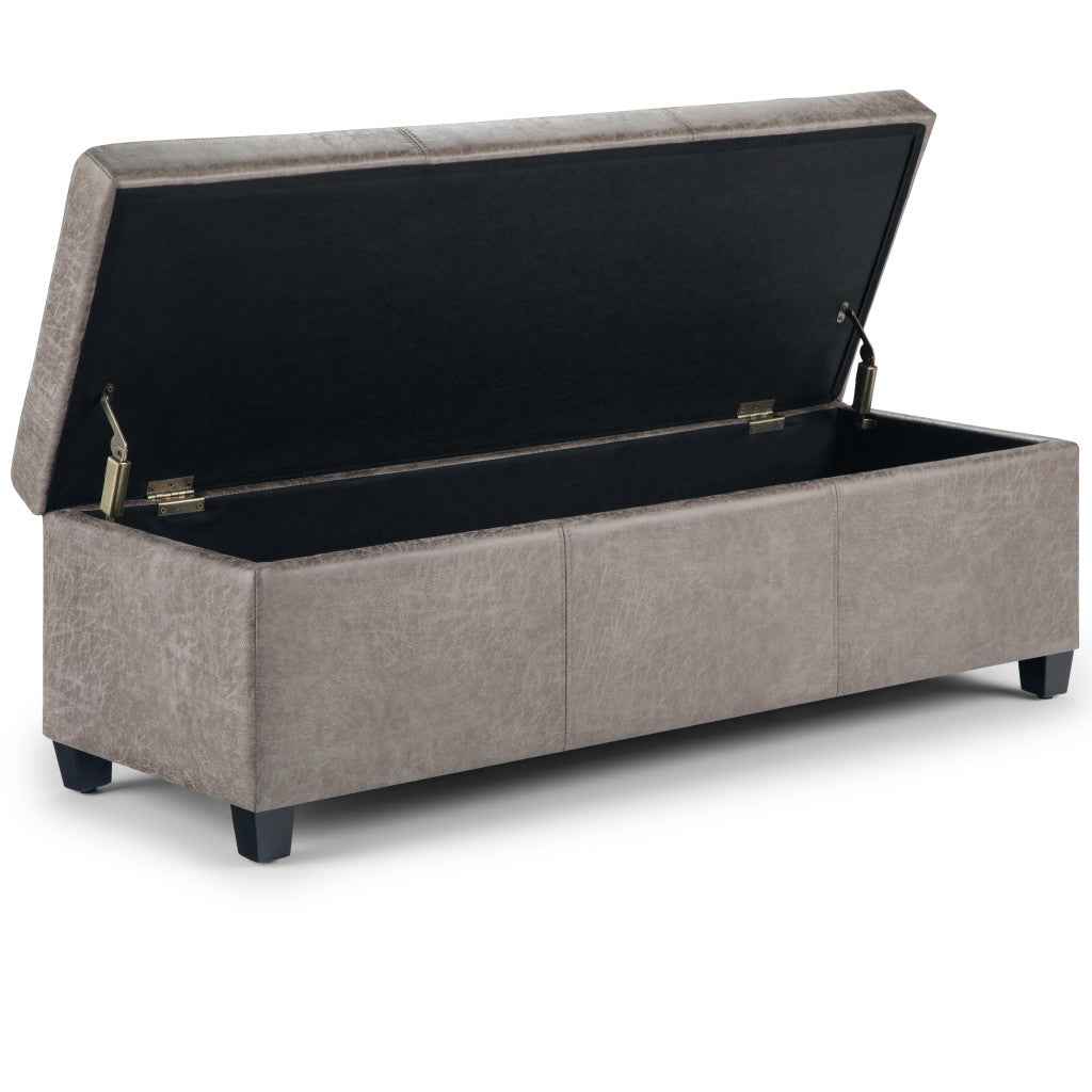 48" Dark Brown and Gray Upholstery Storage Ottoman