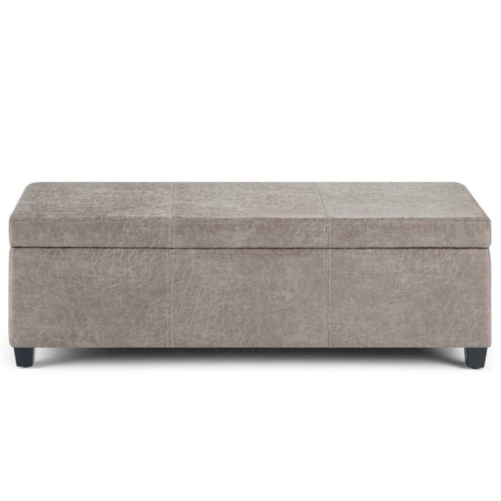 48" Dark Brown and Gray Upholstery Storage Ottoman