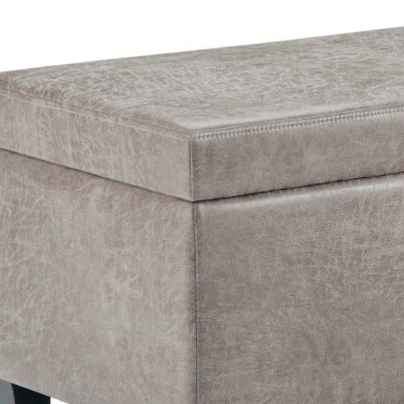 48" Dark Brown and Gray Upholstery Storage Ottoman