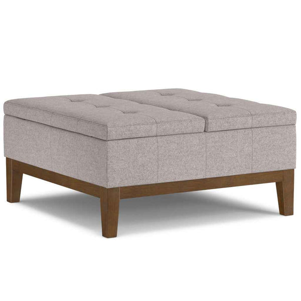 36" Walnut and Cloud Upholstery Storage Ottoman