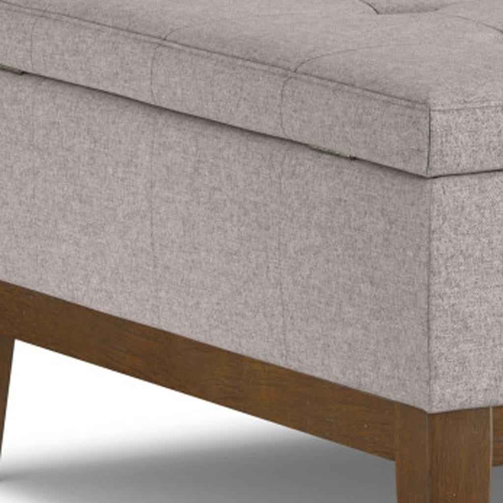 36" Walnut and Cloud Upholstery Storage Ottoman