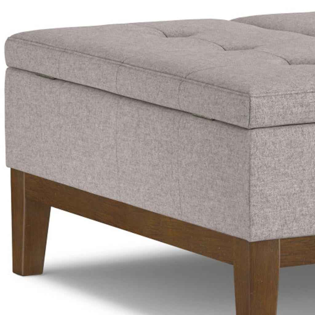 36" Walnut and Cloud Upholstery Storage Ottoman