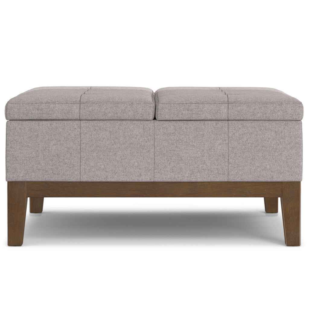 36" Walnut and Cloud Upholstery Storage Ottoman