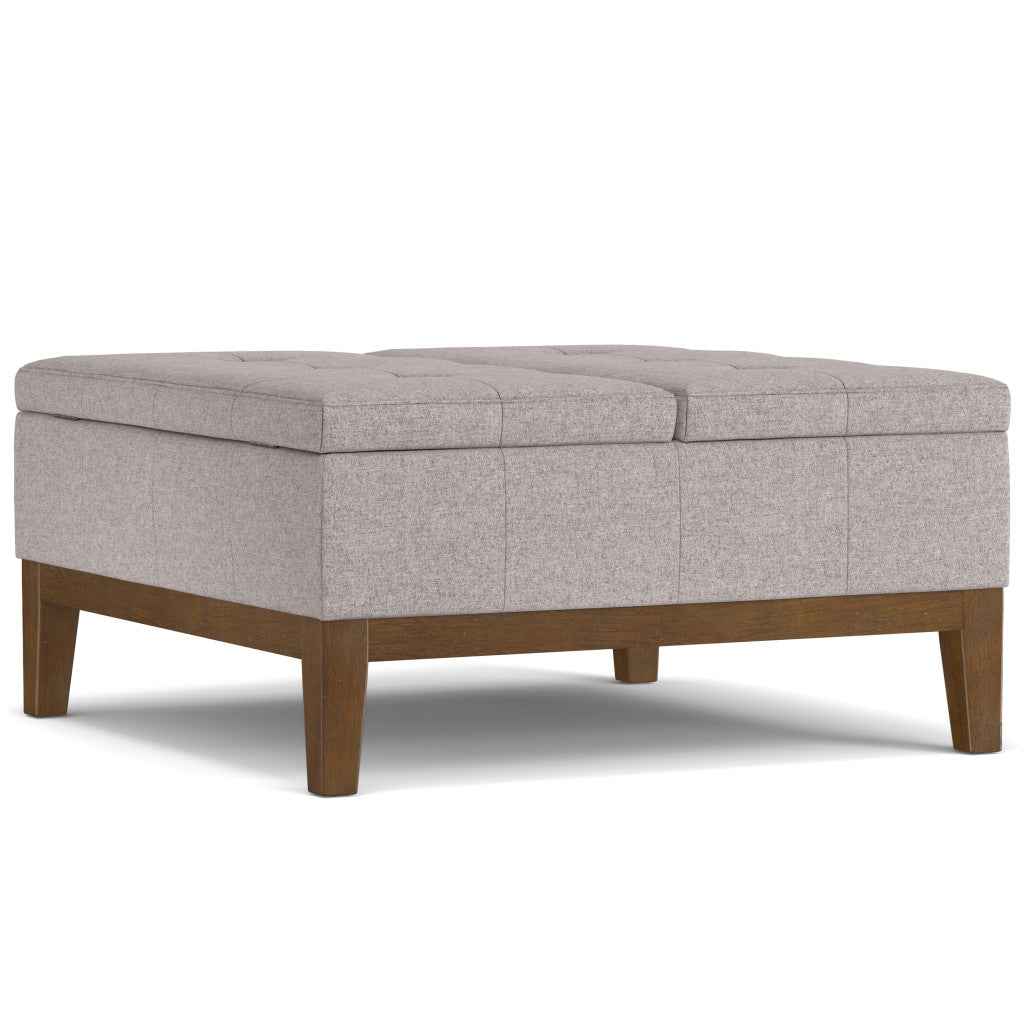 36" Walnut and Cloud Upholstery Storage Ottoman
