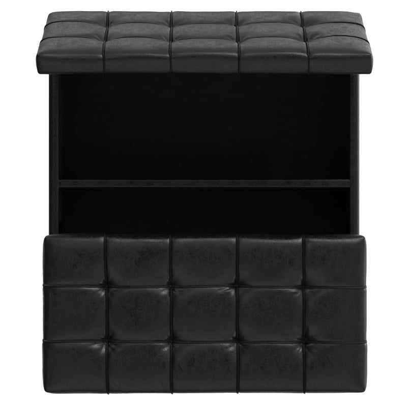 40" Black Leather Cocktail Ottoman With Storage
