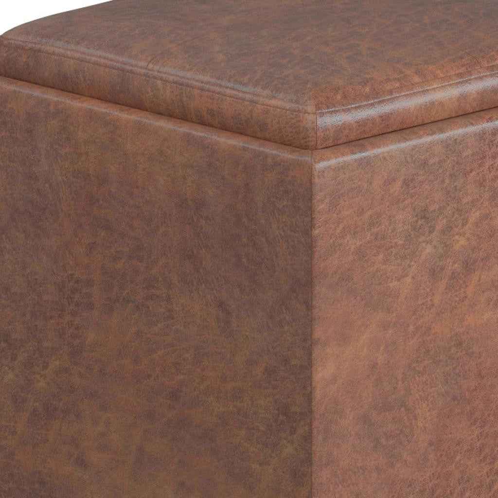 17" Brown Upholstery Storage Ottoman