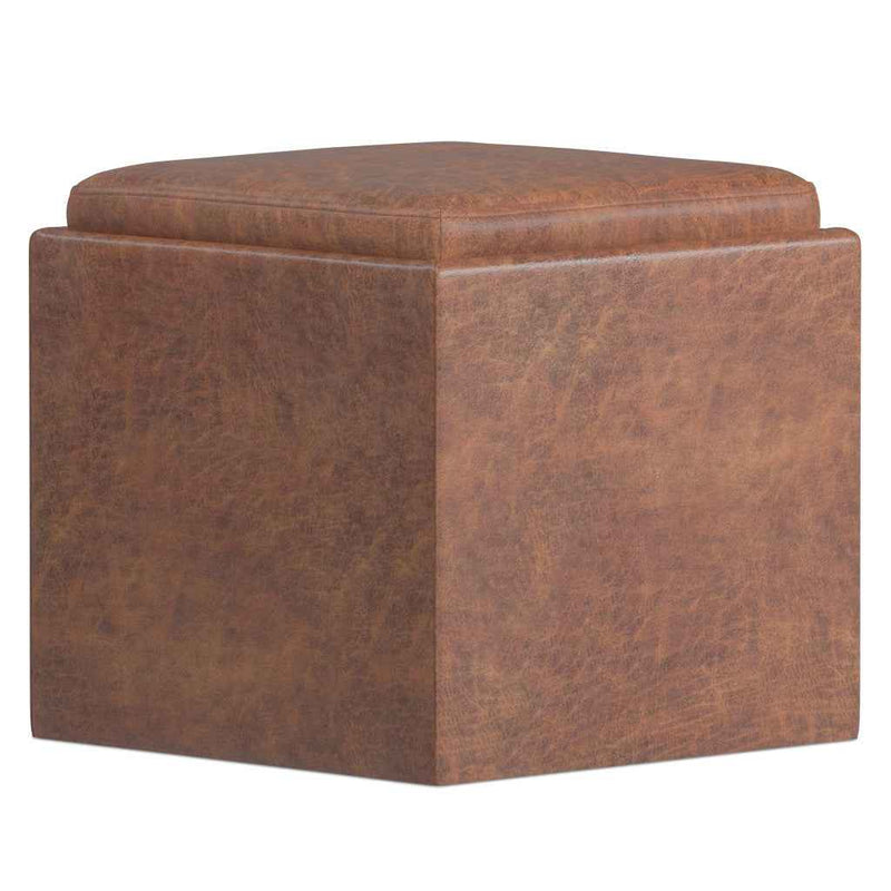 17" Brown Upholstery Storage Ottoman