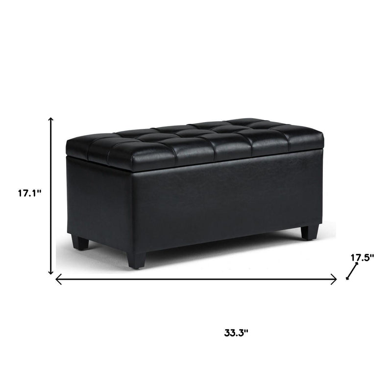 33" Espresso and Black Upholstery Storage Ottoman - GreatEagleInc