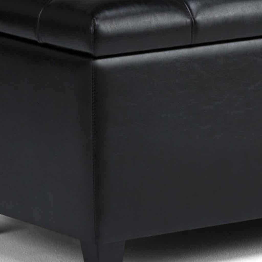 33" Espresso and Black Upholstery Storage Ottoman