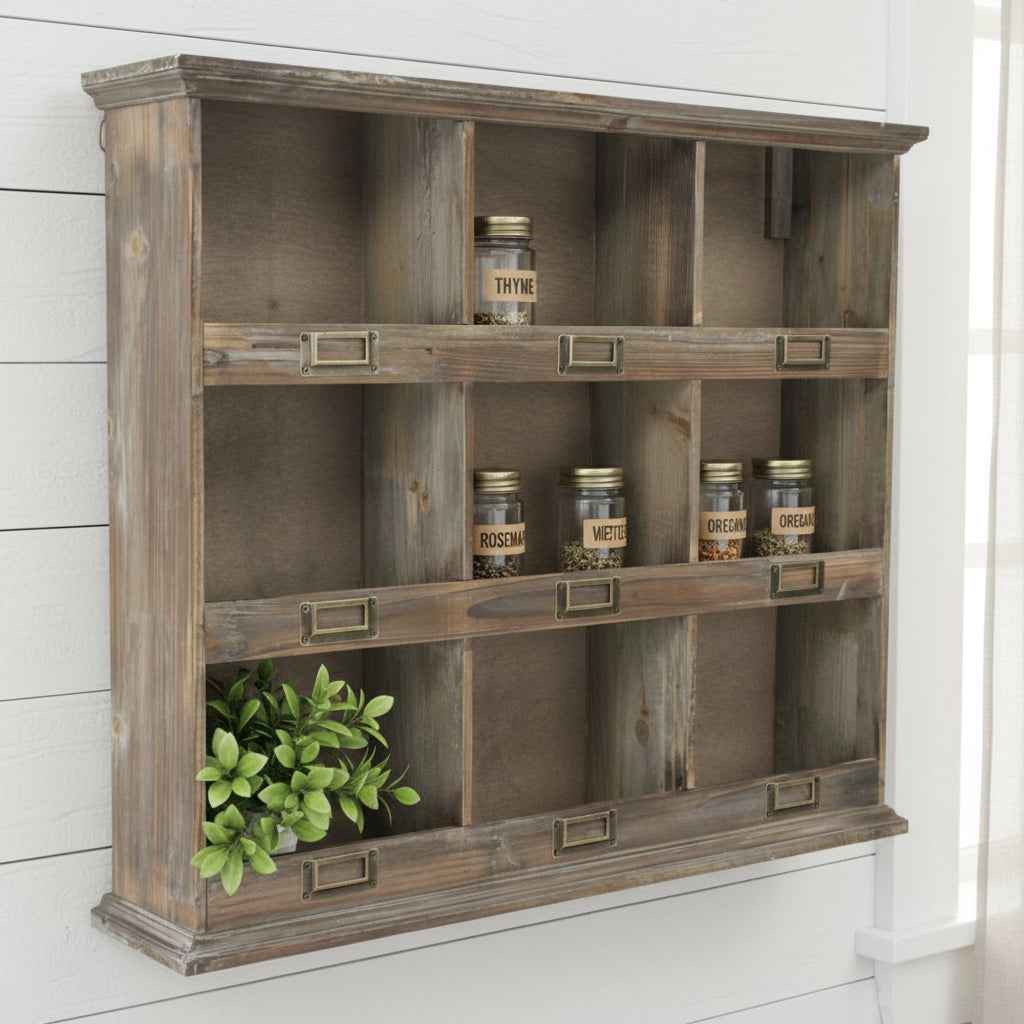 27" Dark Brown Solid Wood Wall Mounted Display Stand