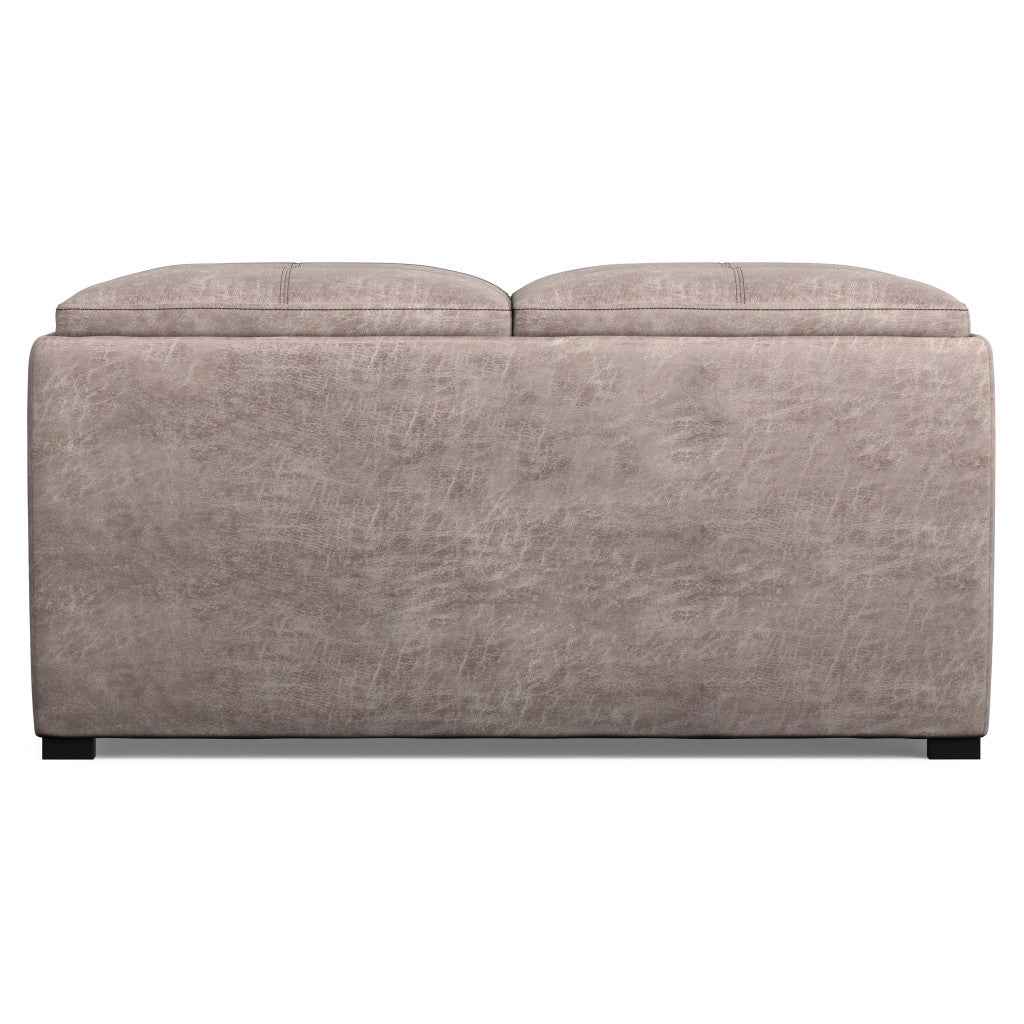 35" Gray and Black Leather Cocktail Ottoman With Storage