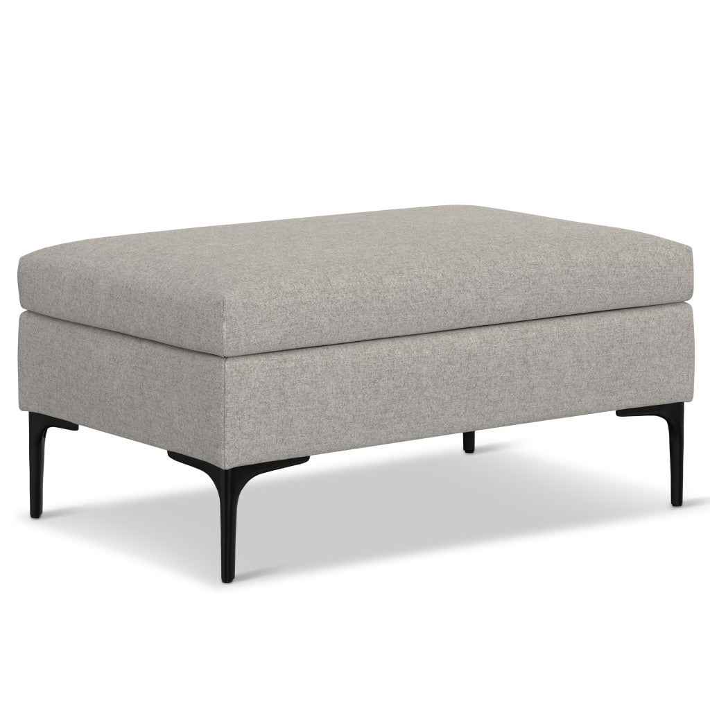 36" Black and Cloud Upholstery Storage Ottoman