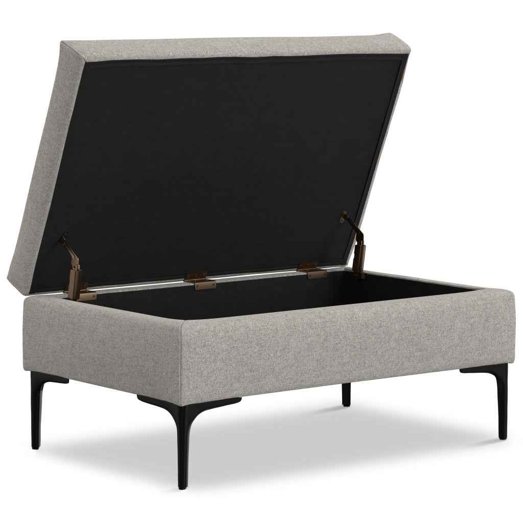 36" Black and Cloud Upholstery Storage Ottoman