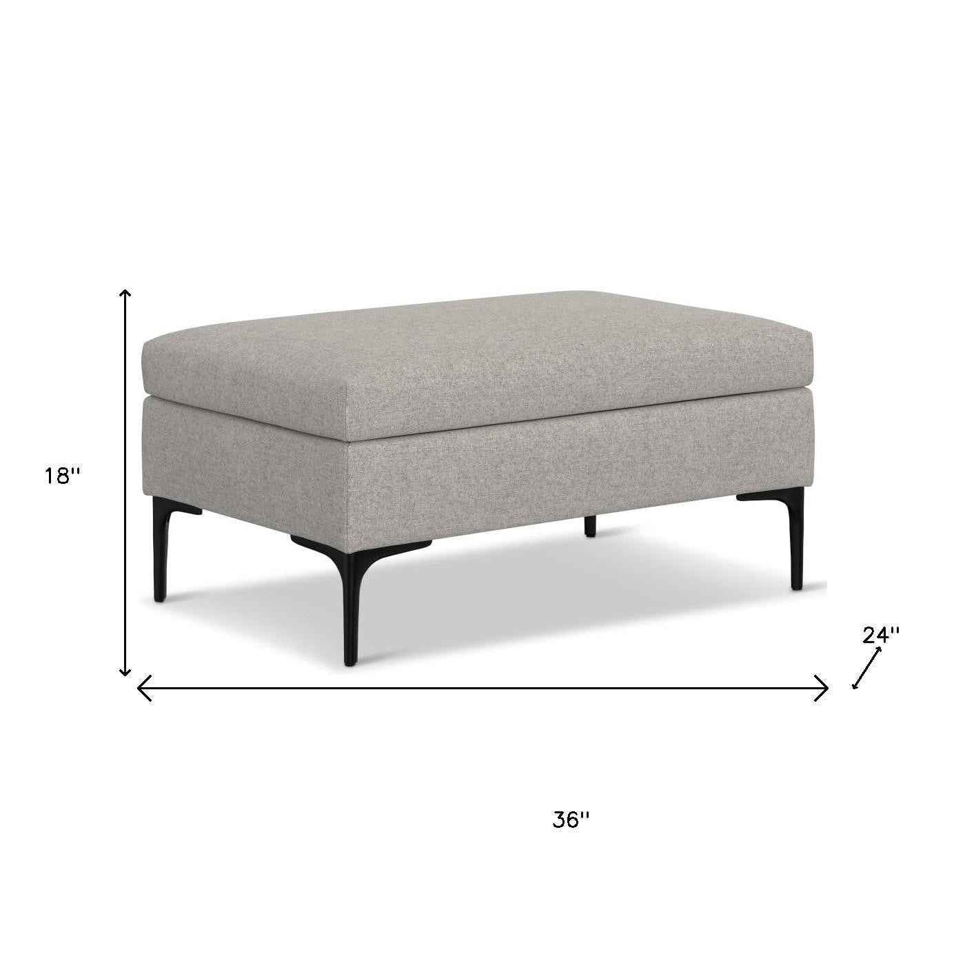 36" Black and Cloud Upholstery Storage Ottoman